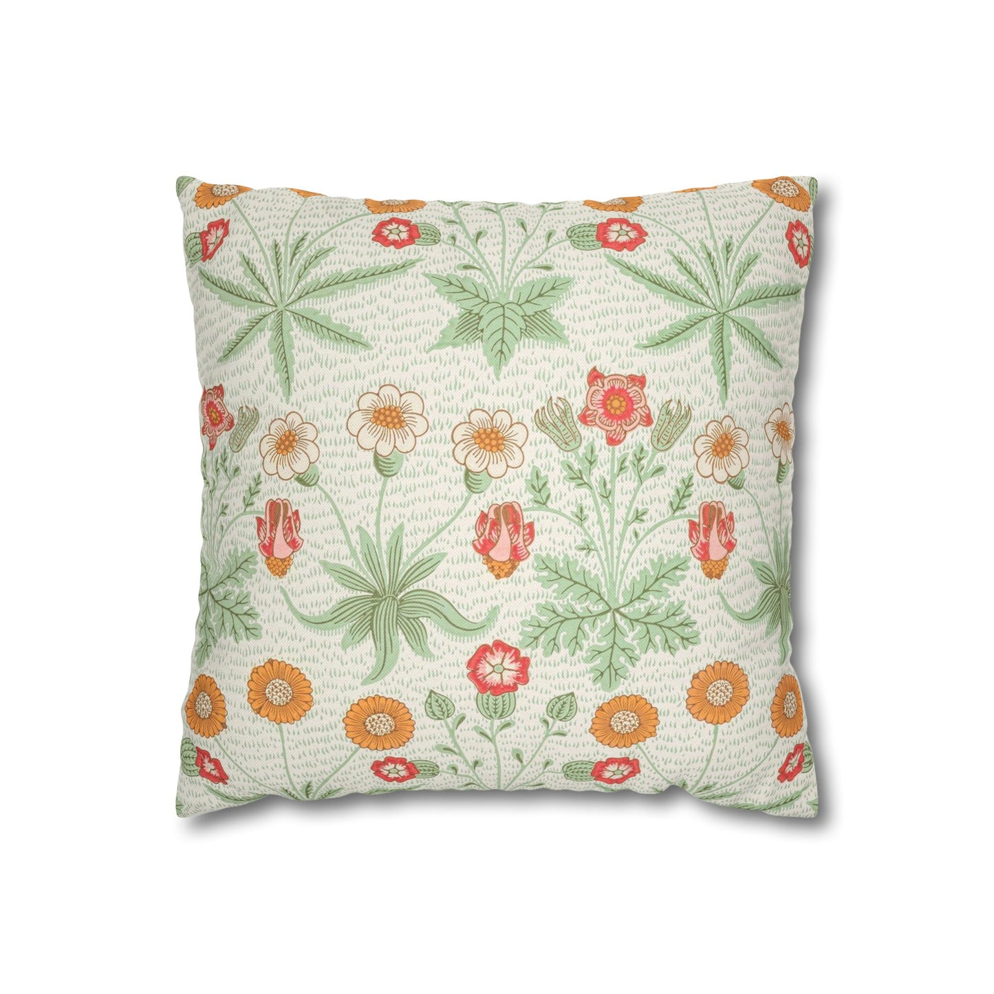 Floral patterned pillow on a white background