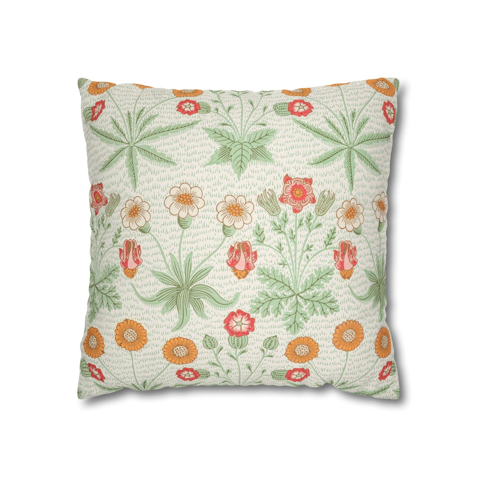 Decorative pillow with floral pattern on a white background