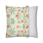 Floral-patterned pillow and a striped pillow on a white background