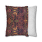 Two pillows, one with a colorful pattern and the other with a white and gray striped pattern, on a white background.