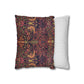 Two pillows, one with a colorful pattern and the other with a white stripe design, on a white background.
