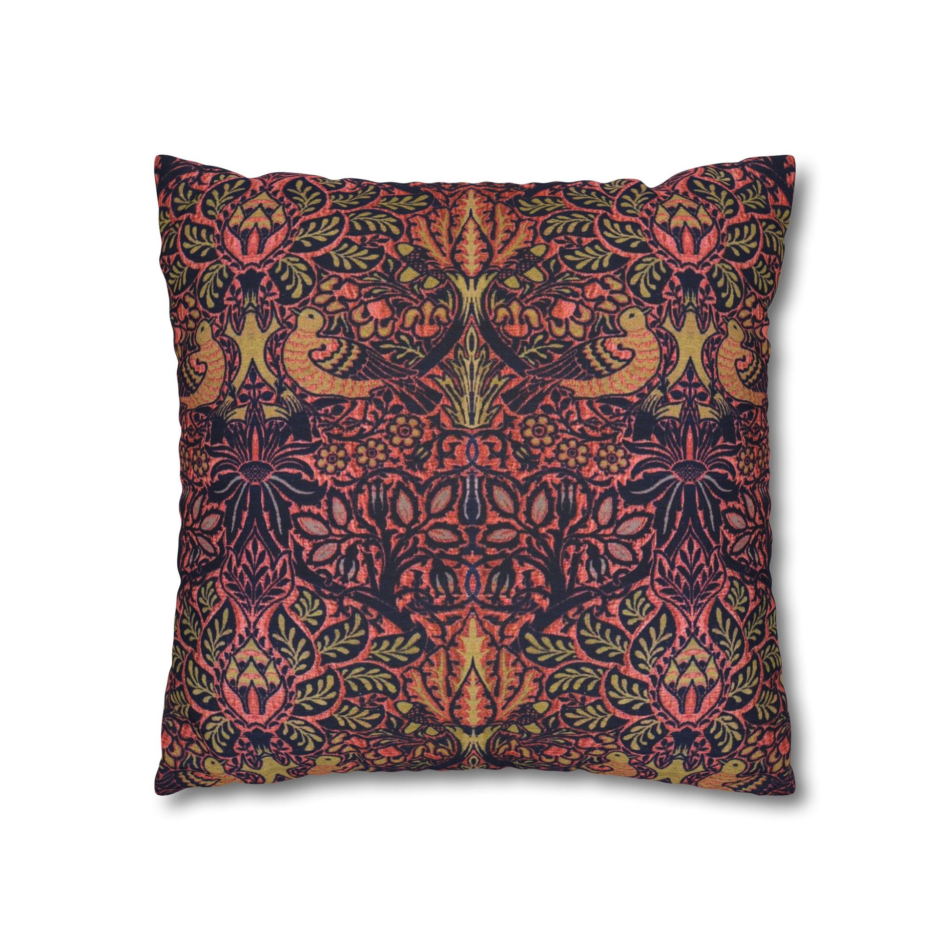 Decorative pillow with a multicolored pattern on a white background