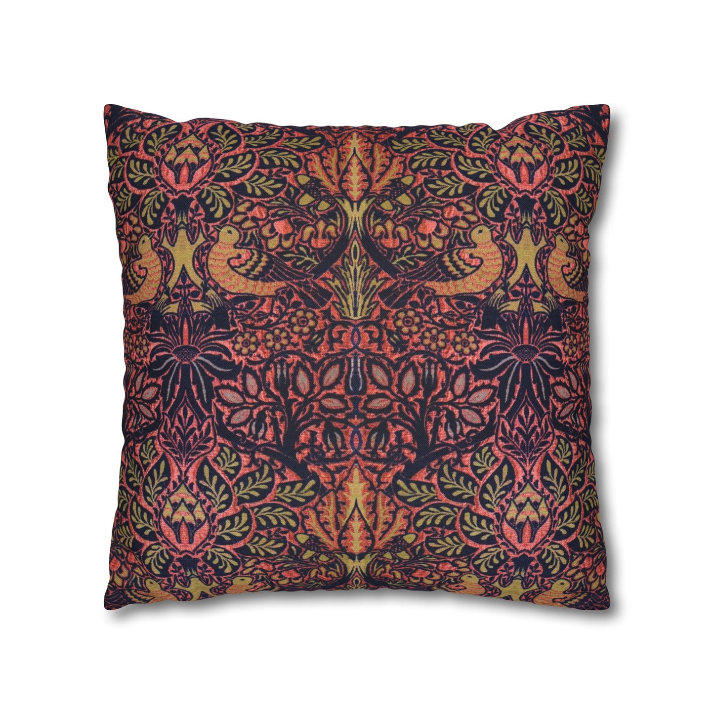 Decorative pillow with a multicolored pattern on a white background