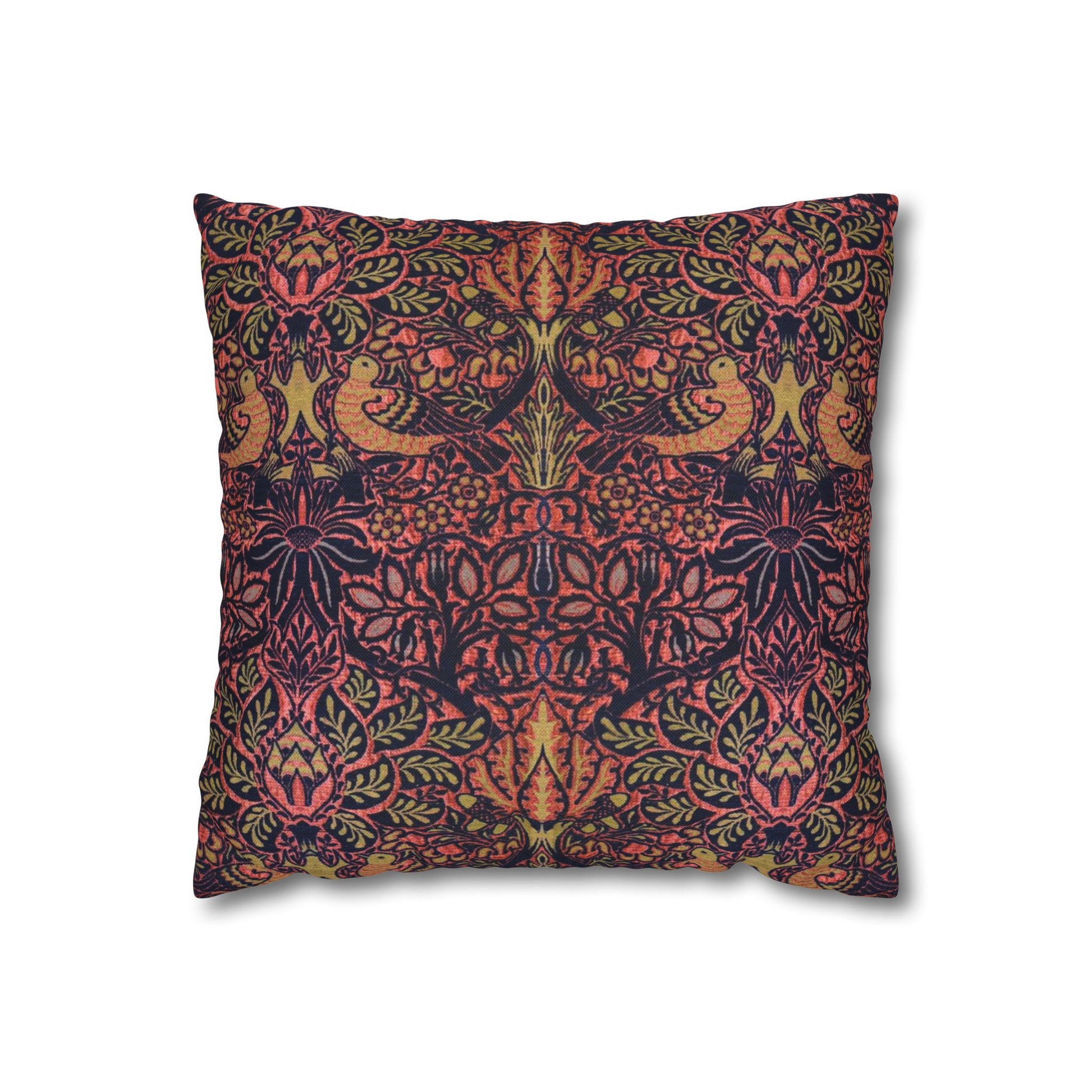 Decorative pillow with a multicolored pattern on a white background