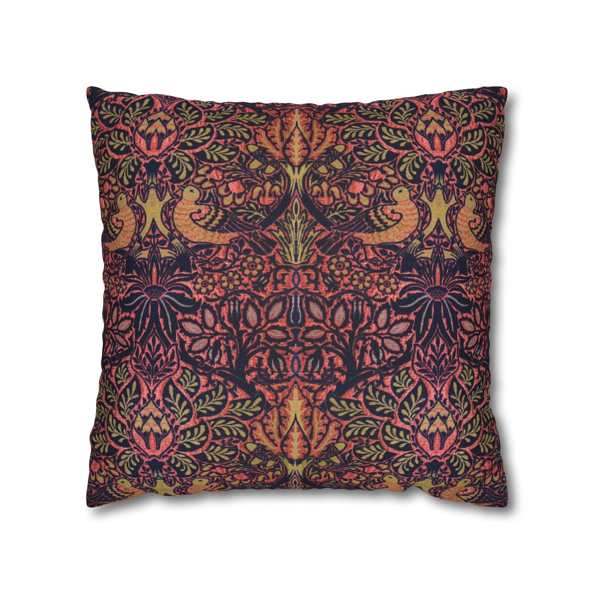 Decorative pillow with a multicolored pattern on a white background
