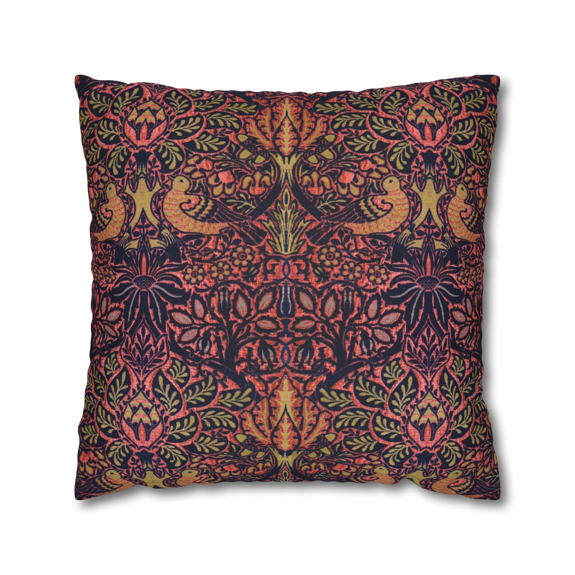 Decorative pillow with a multicolored pattern on a white background
