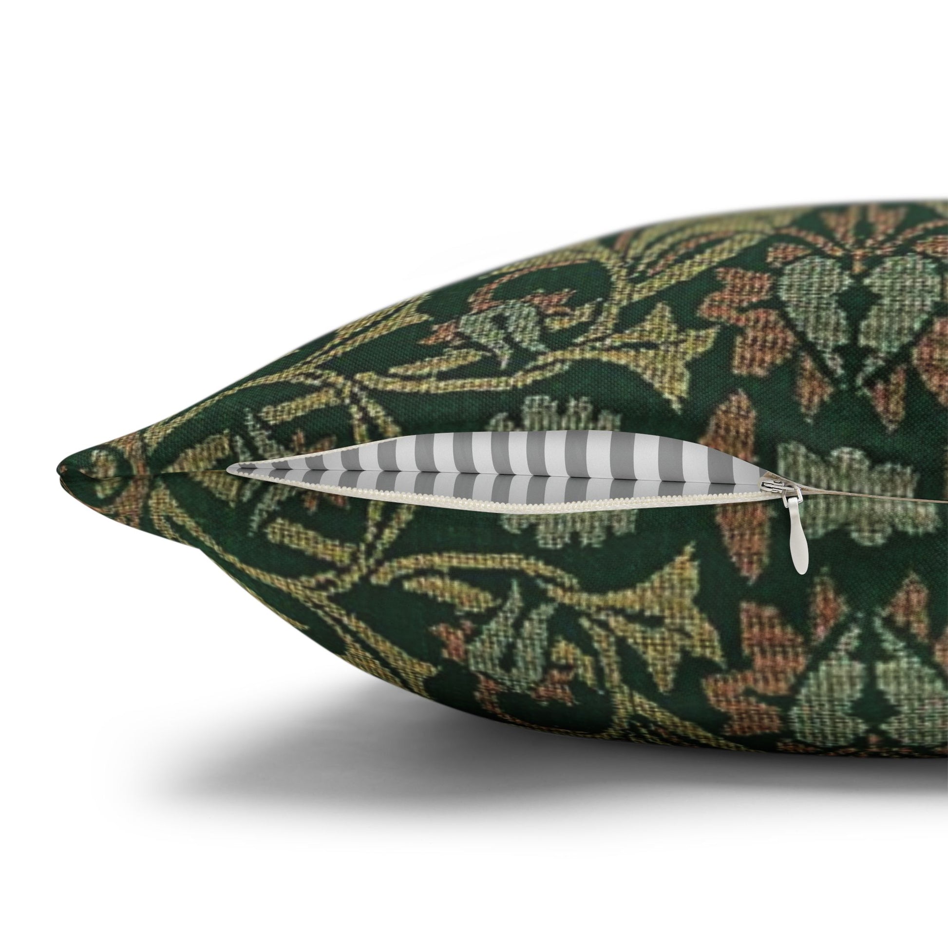 Decorative pillow with a floral pattern on a white background