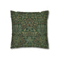 Decorative pillow with green floral pattern on a white background