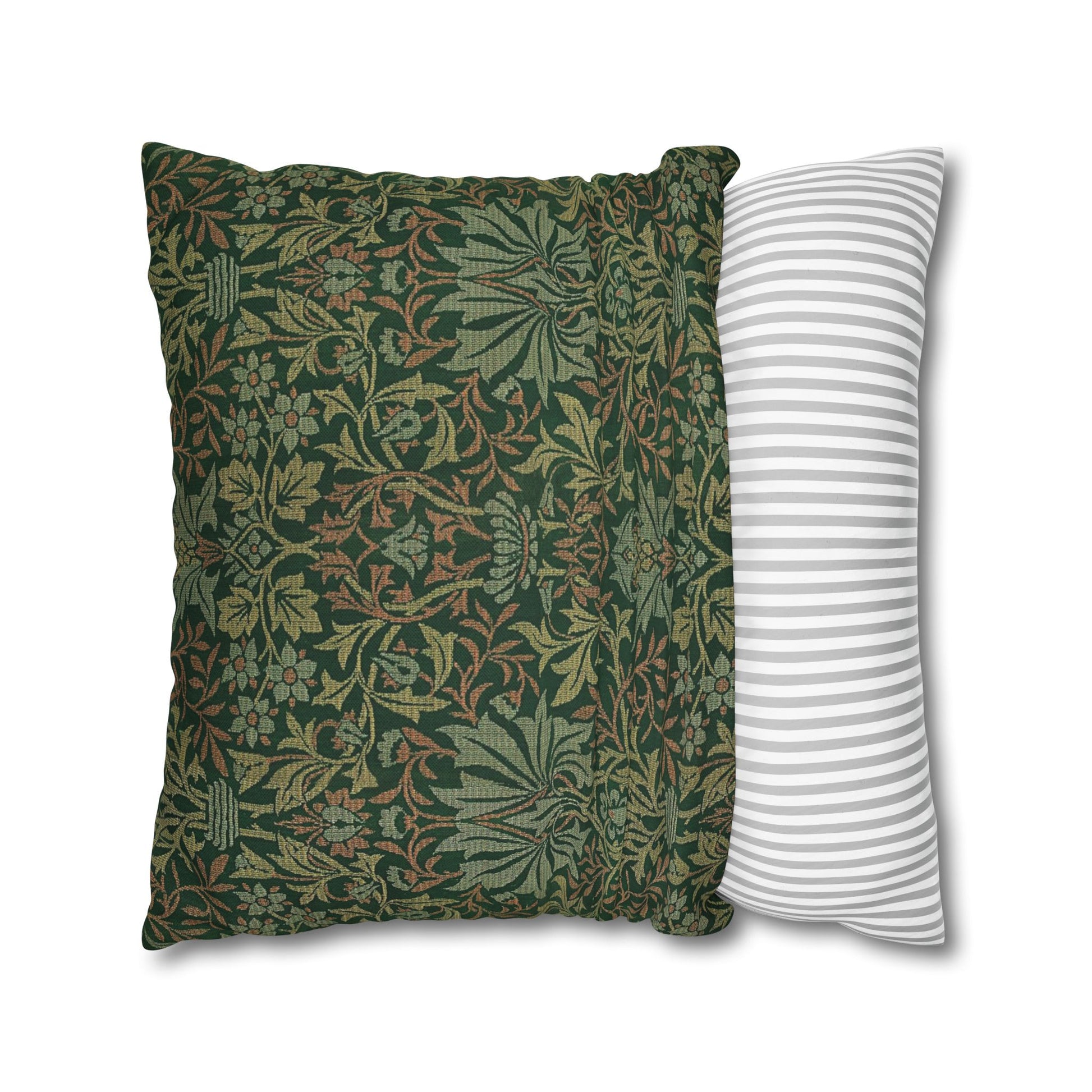 Two pillows, one with a black and white pattern and the other with a white stripe design, on a white background.