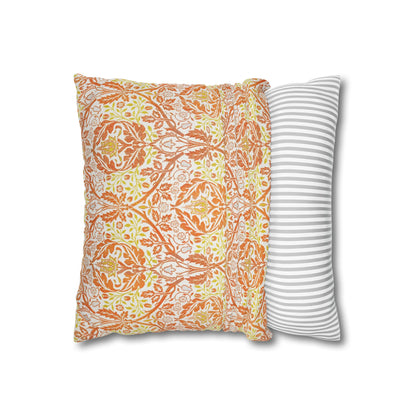 Two pillows, one with a floral pattern and the other with a striped pattern, on a white background - William Morris Golden Bough.