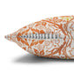 Decorative pillow with orange floral pattern on a white background - William Morris Golden Bough