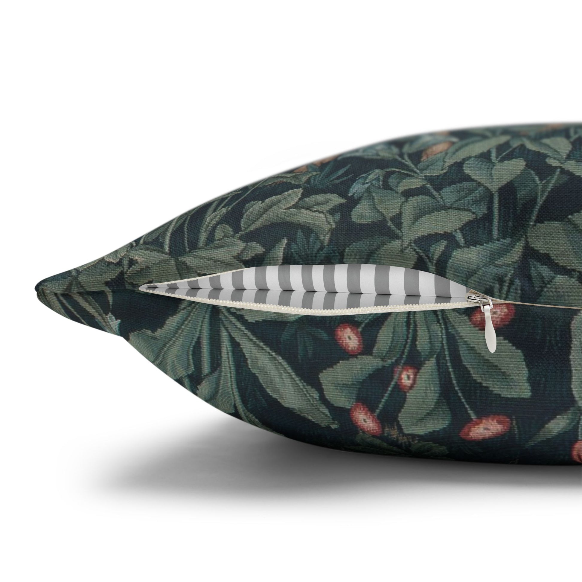 Decorative pillow with a leaf pattern on a white background