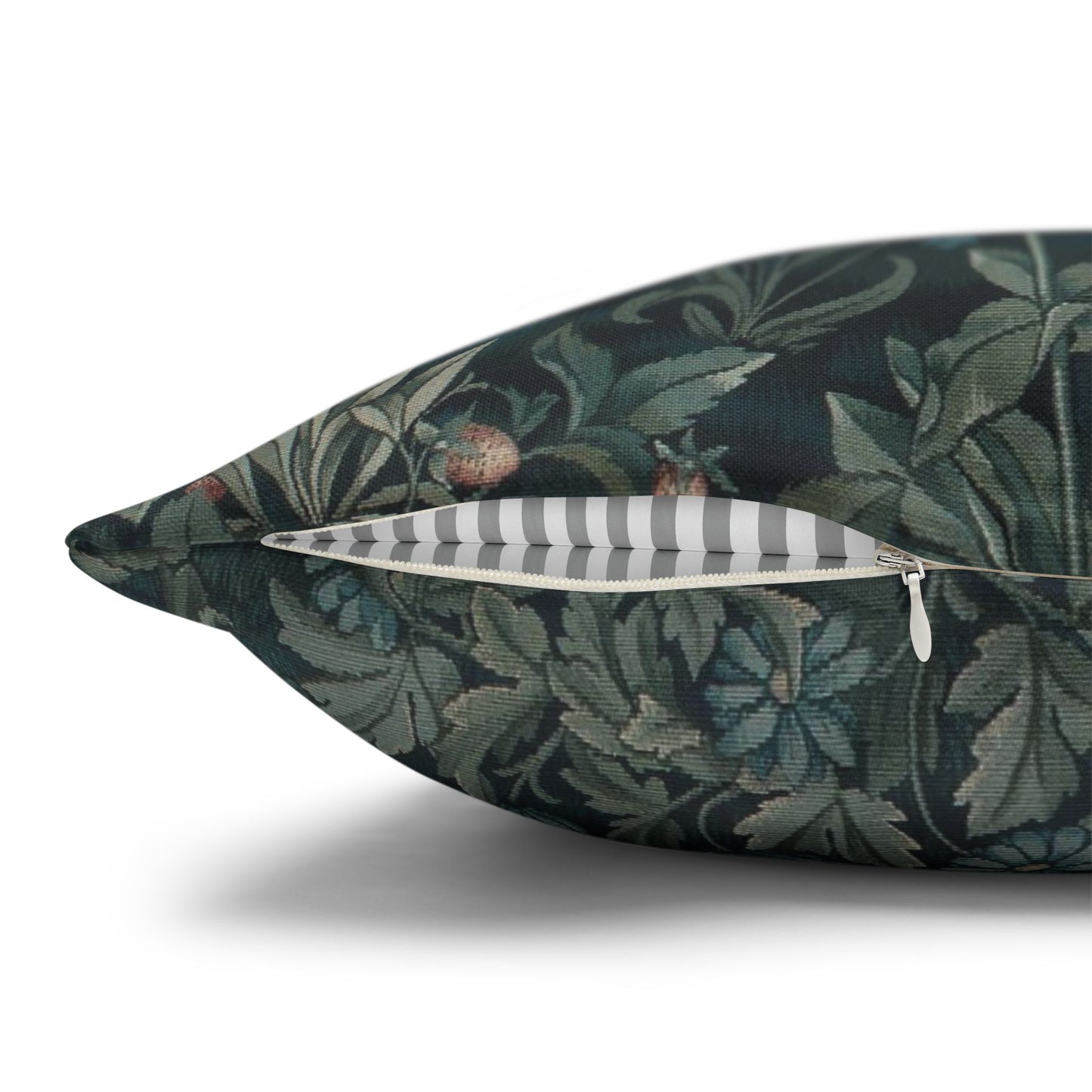 Decorative pillow with a leaf pattern on a white background - William Morris Greenery