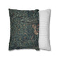 Two pillows, one with a nature-themed pattern and the other with a striped design, on a white background - William Morris Greenery