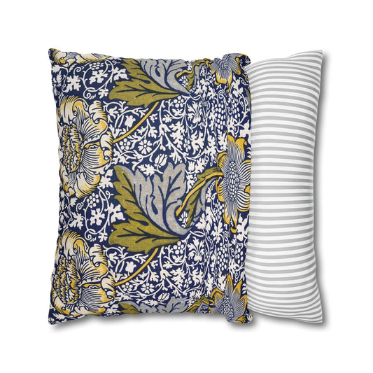 Two pillows, one with floral pattern and one with stripes, on a white background