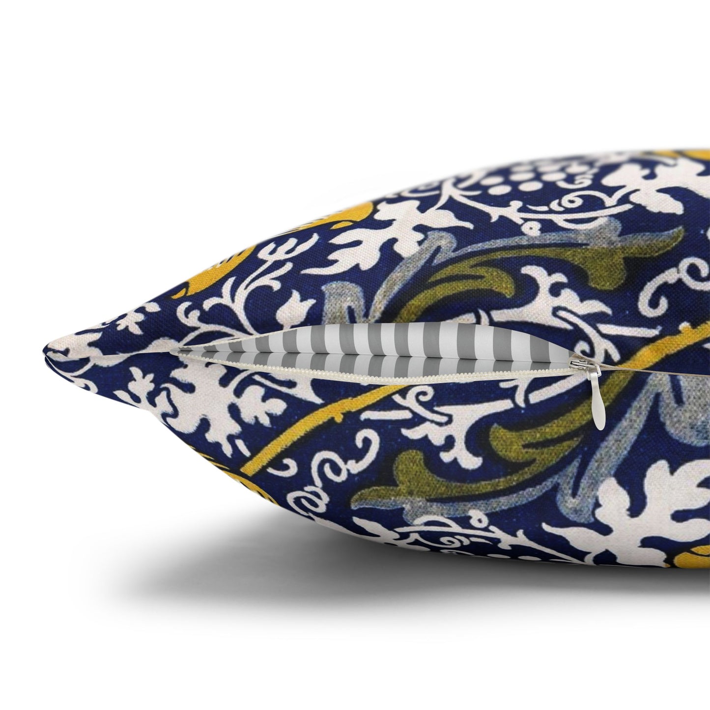 Decorative pillow with floral pattern on a white background