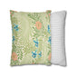 Two pillows, one with a floral pattern and the other with a striped pattern, on a white background.