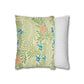 Floral and striped decorative pillows on a white background
