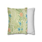 Two pillows, one with a floral pattern and the other with a striped pattern, on a white background.