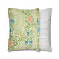 Two pillows, one with a floral pattern and the other with a striped pattern, on a white background.