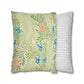 Two pillows, one with a floral pattern and the other with a striped pattern, on a white background.