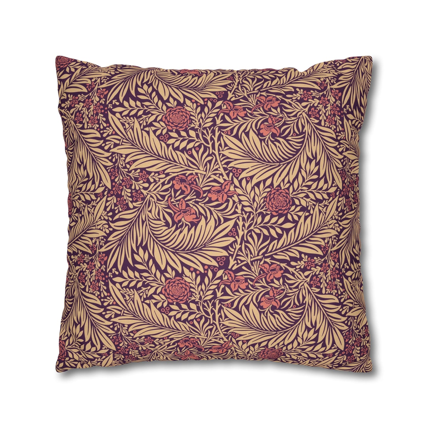 Decorative pillow with a leaf pattern on a white background