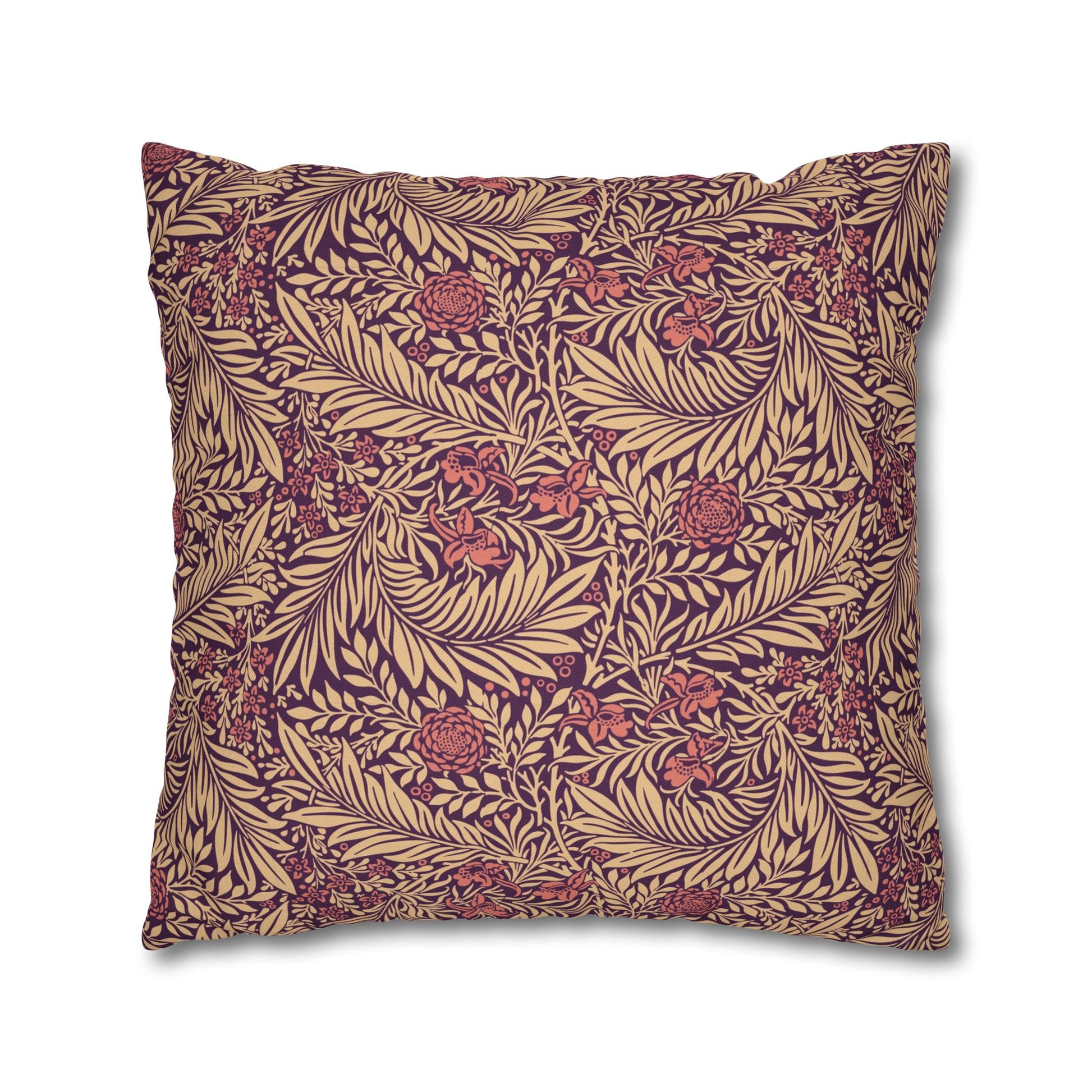 Decorative pillow with a leaf pattern on a white background