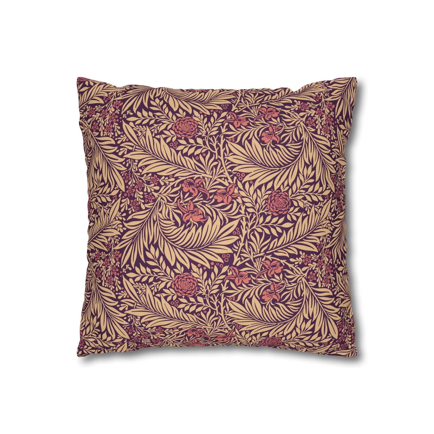 Decorative pillow with a leaf pattern on a white background