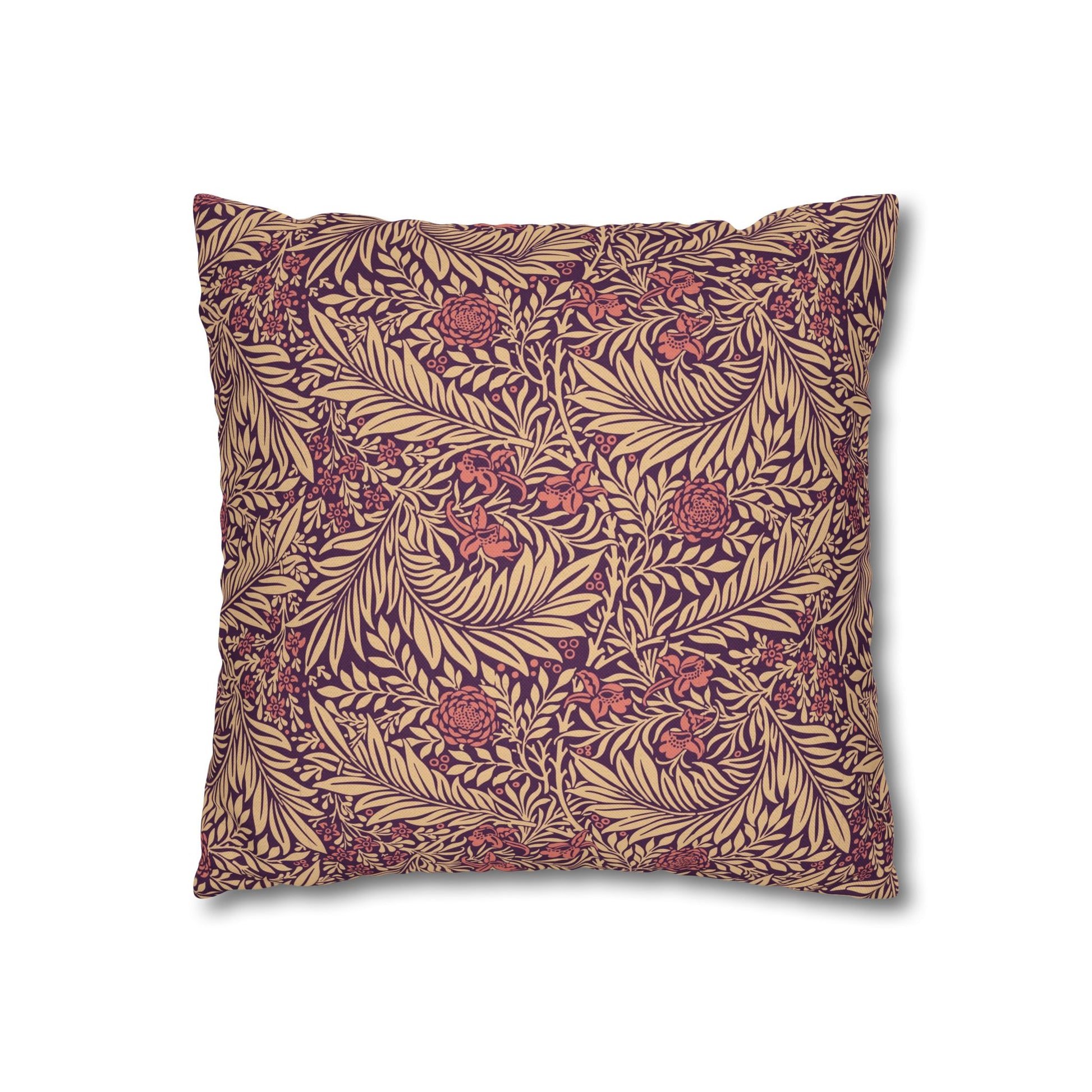 Decorative pillow with a leaf pattern on a white background