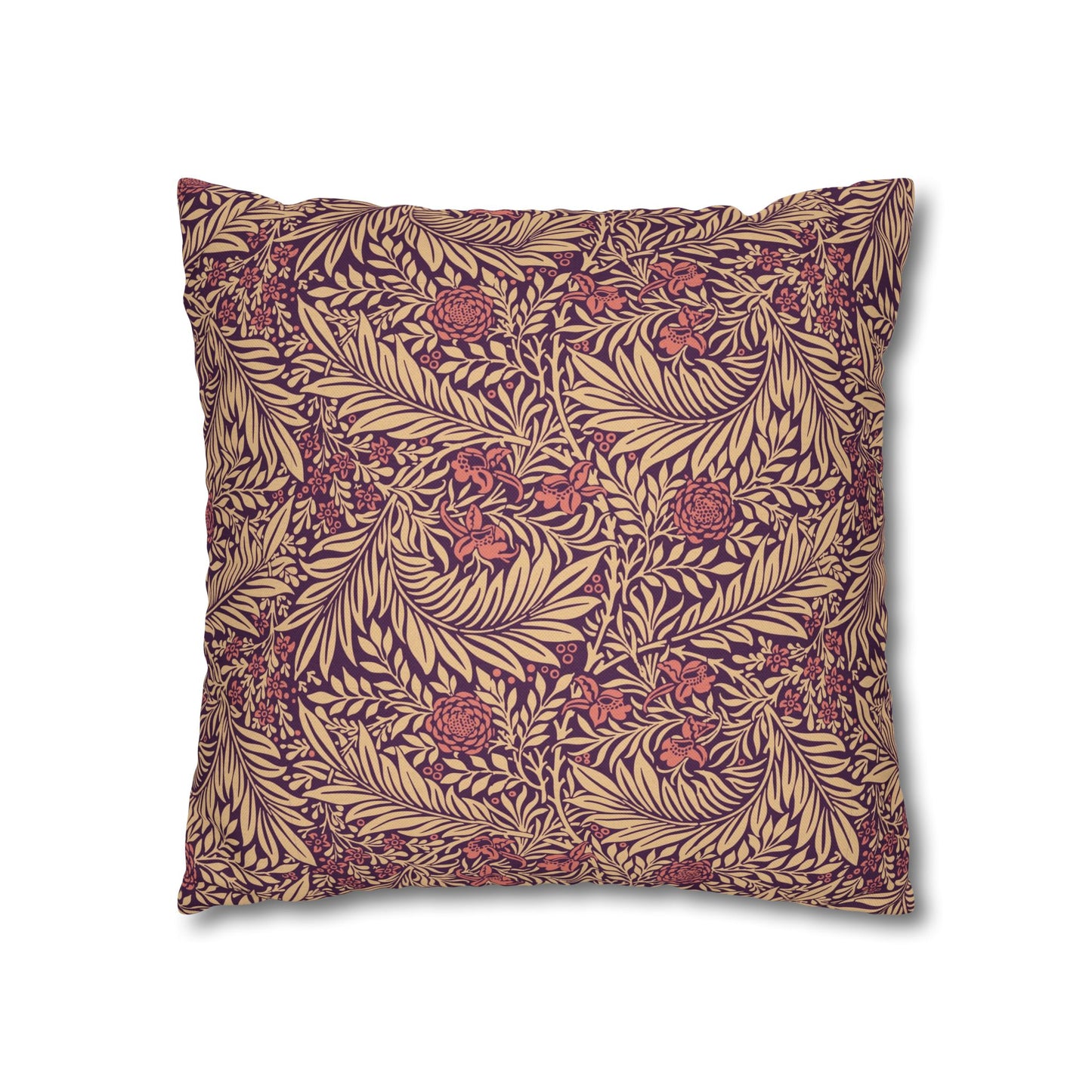 Decorative pillow with a leaf pattern on a white background