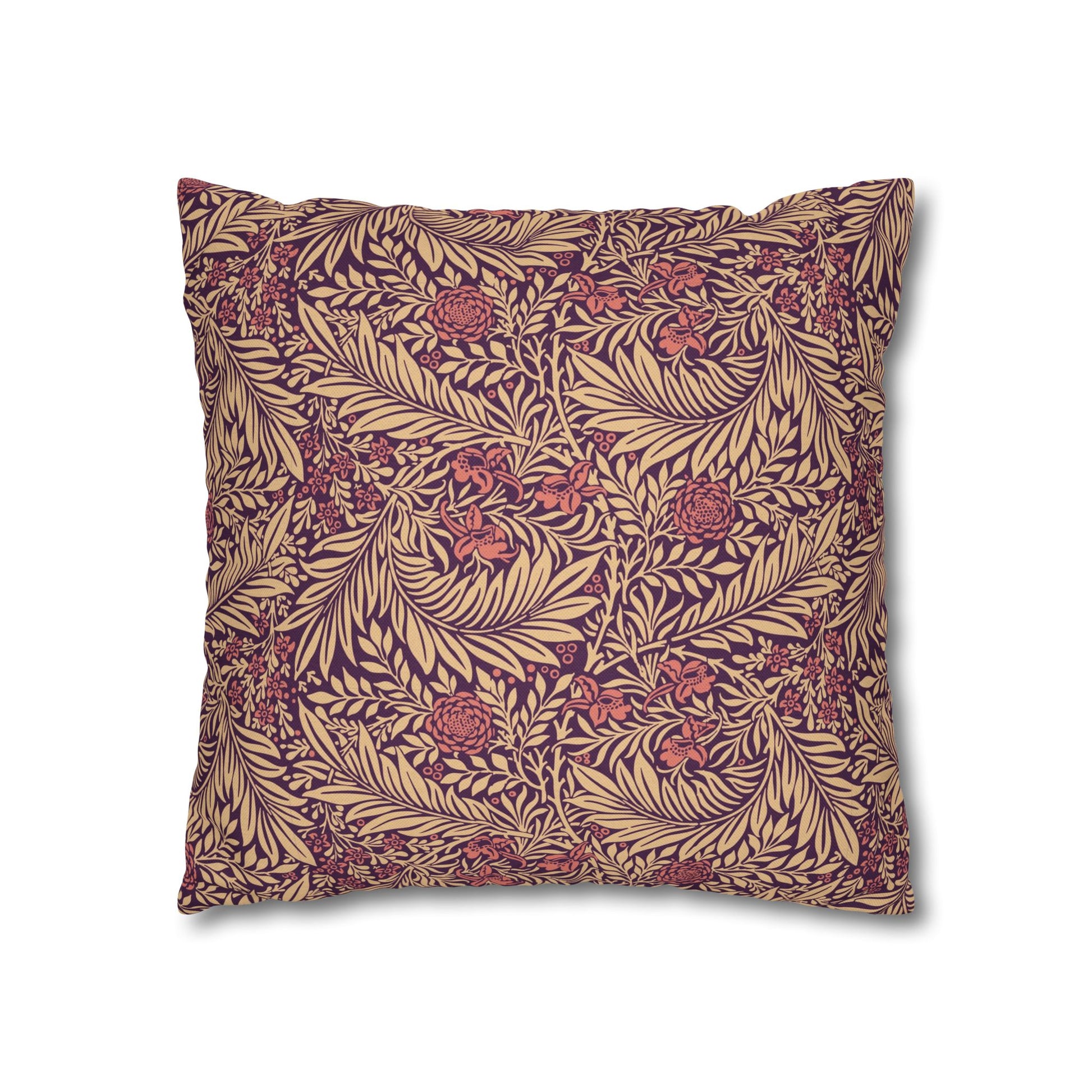 Decorative pillow with a leaf pattern on a white background