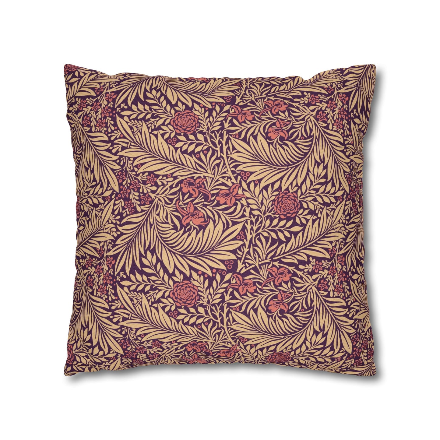 Decorative pillow with leaf pattern on a white background