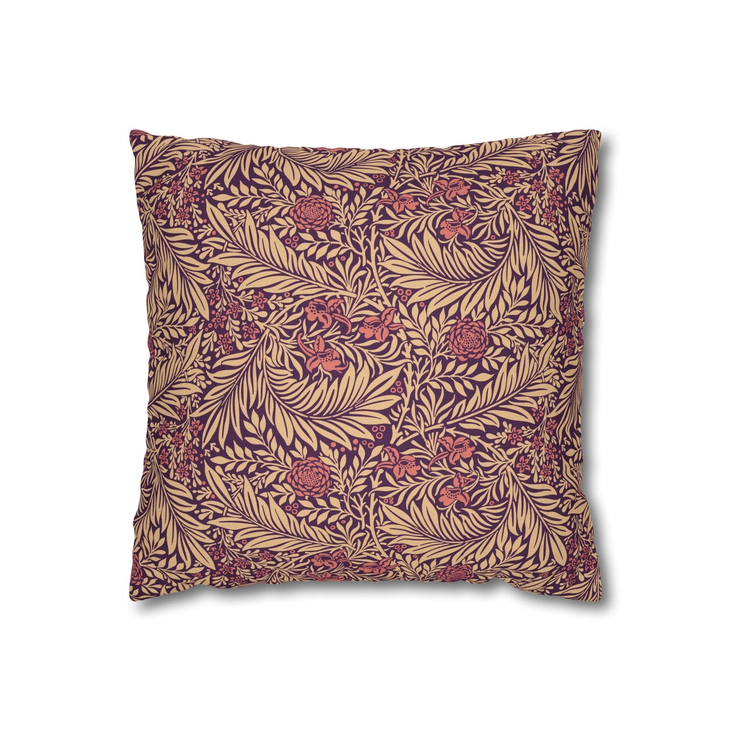 Decorative pillow with leaf pattern on a white background