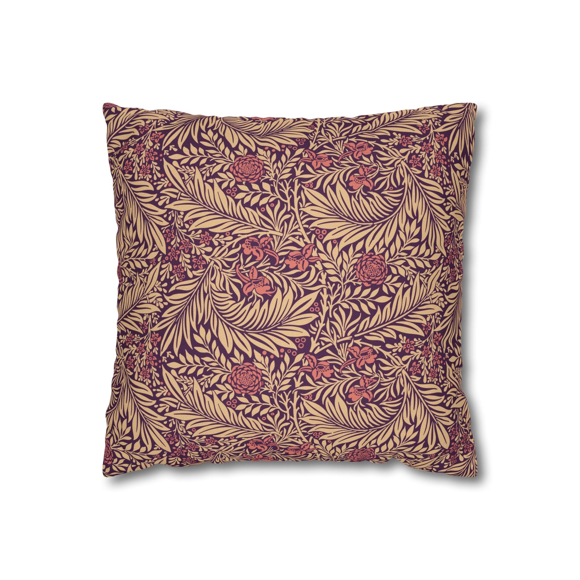 Decorative pillow with leaf pattern on a white background