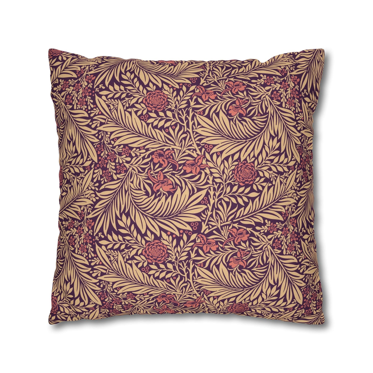 Decorative pillow with a leaf pattern on a white background