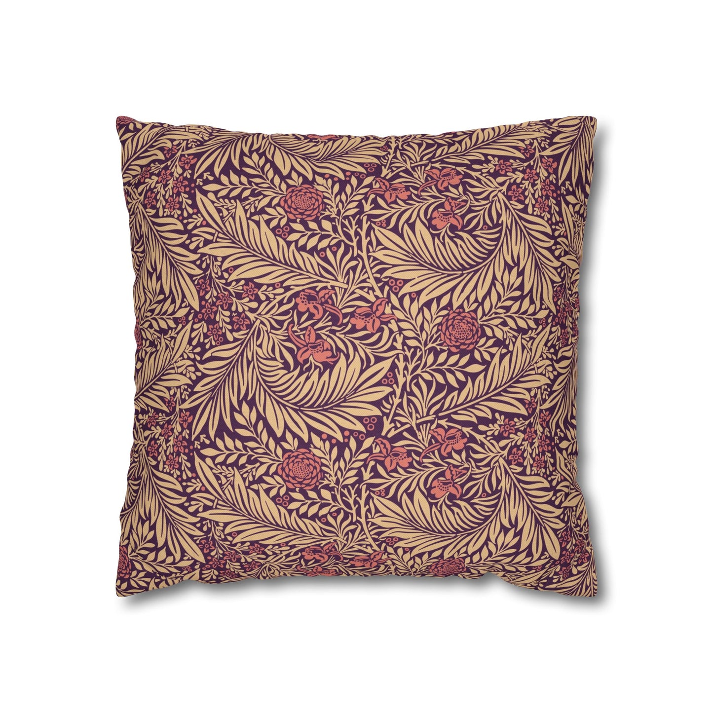Decorative pillow with a leaf pattern on a white background