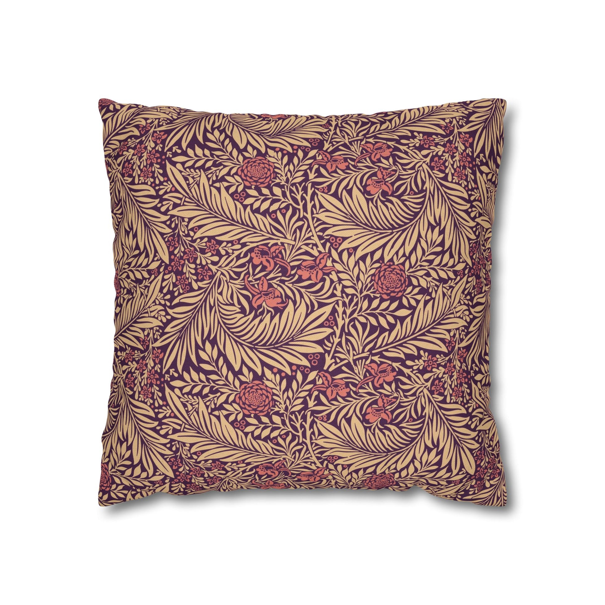 Decorative pillow with a leaf pattern on a white background