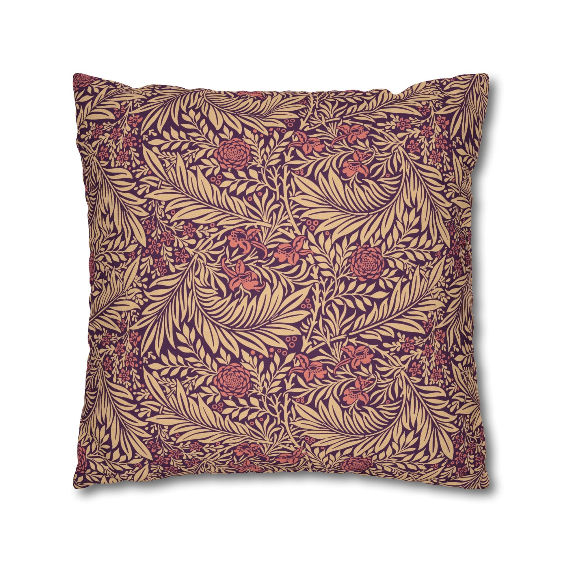 Decorative pillow with a leaf pattern on a white background