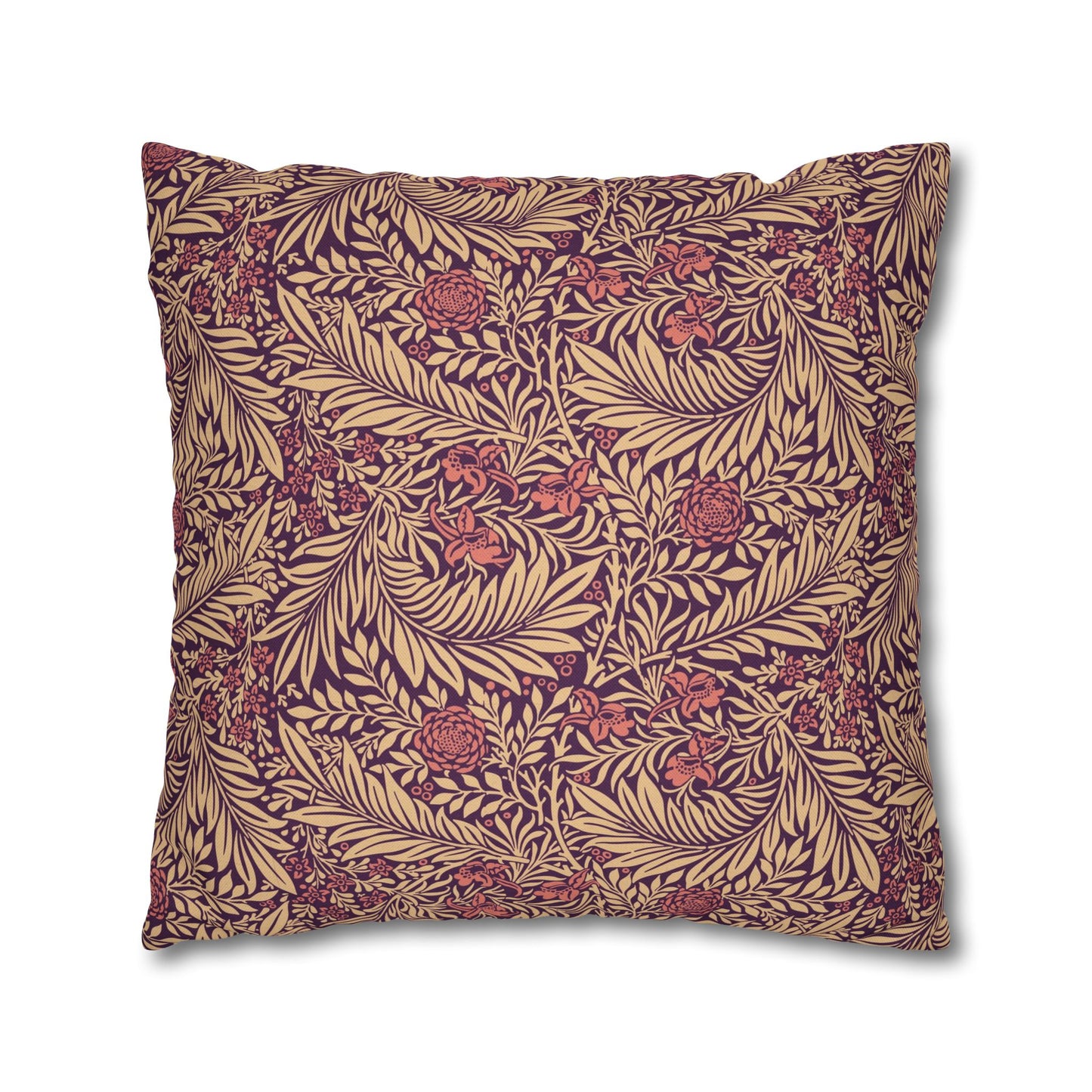 Decorative pillow with a leaf pattern on a white background