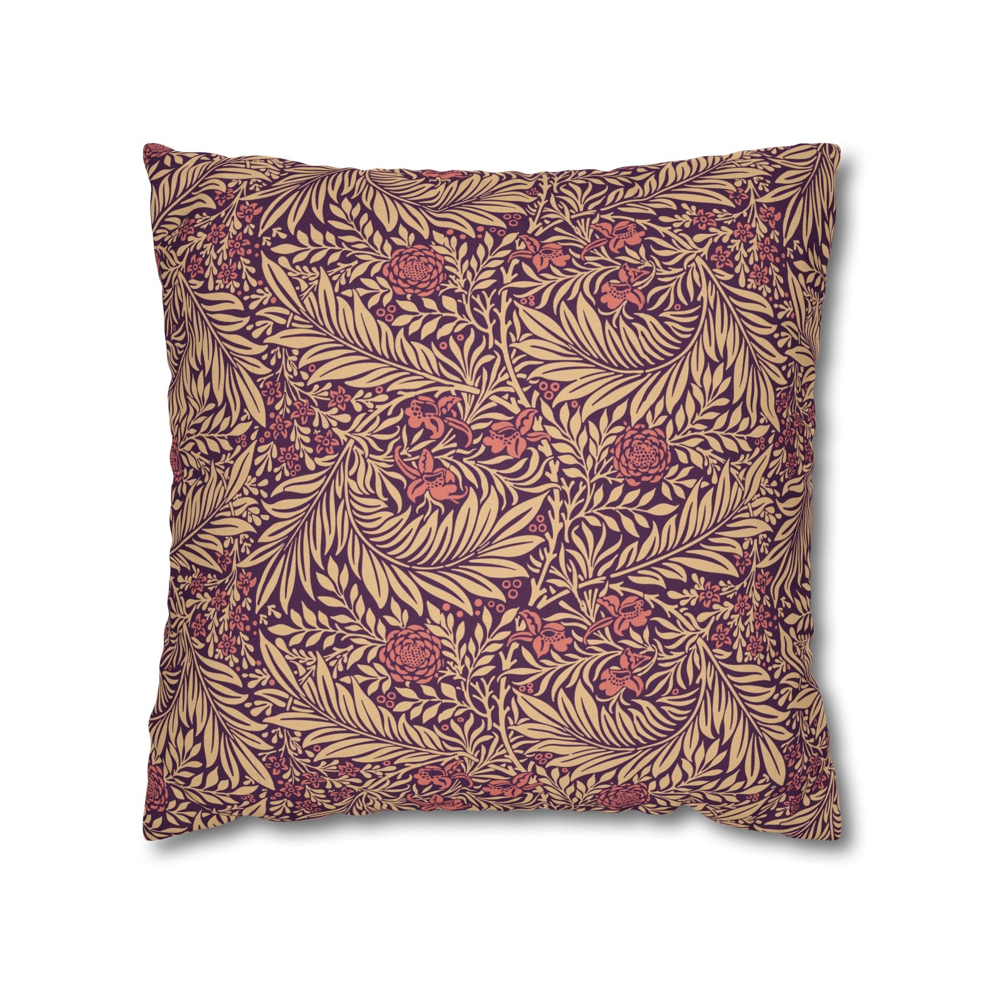 Decorative pillow with leaf pattern on a white background