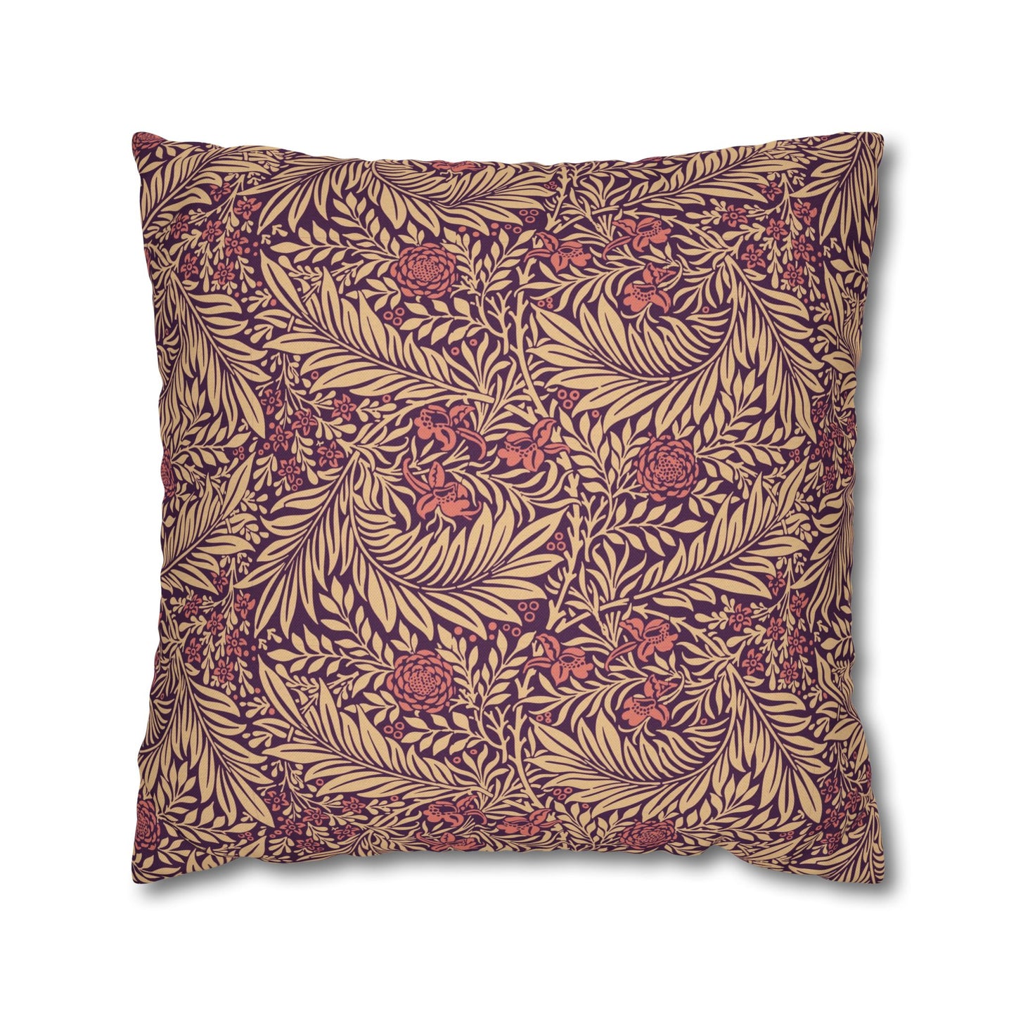 Decorative pillow with a leaf pattern on a white background