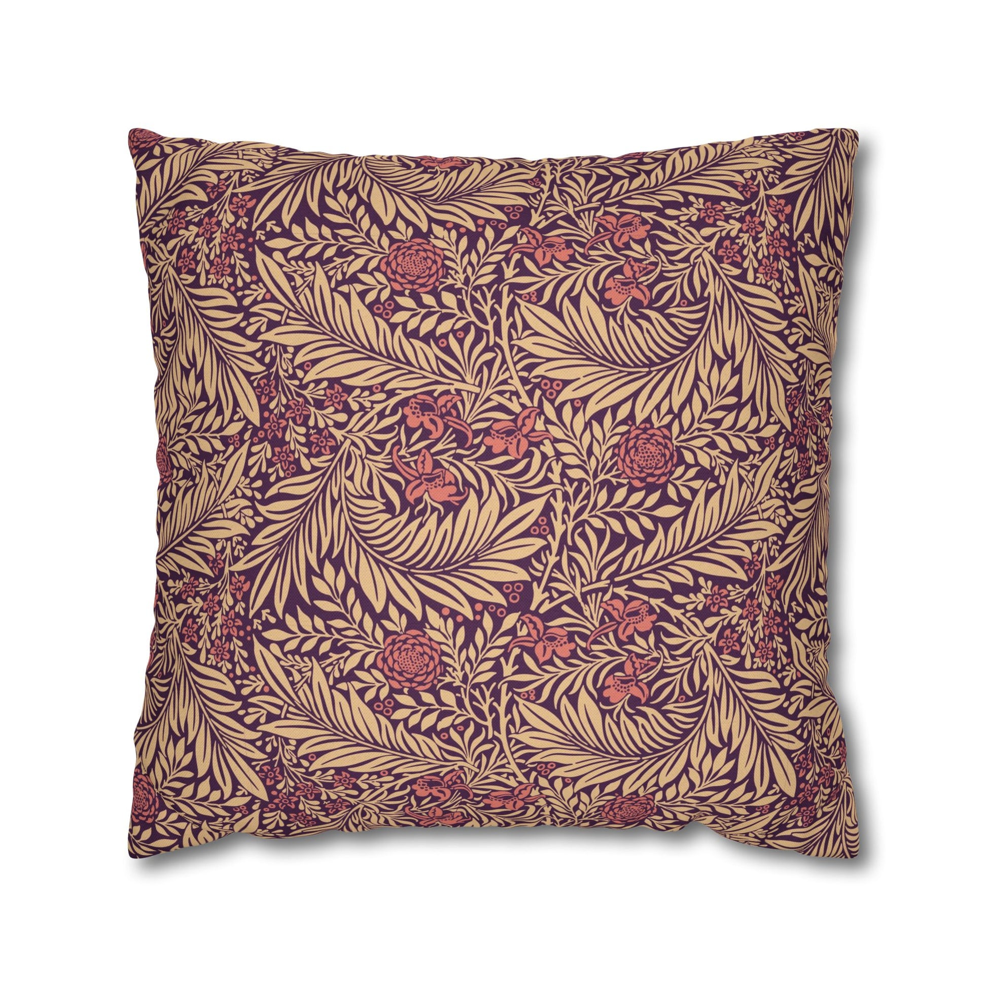 Decorative pillow with a leaf pattern on a white background