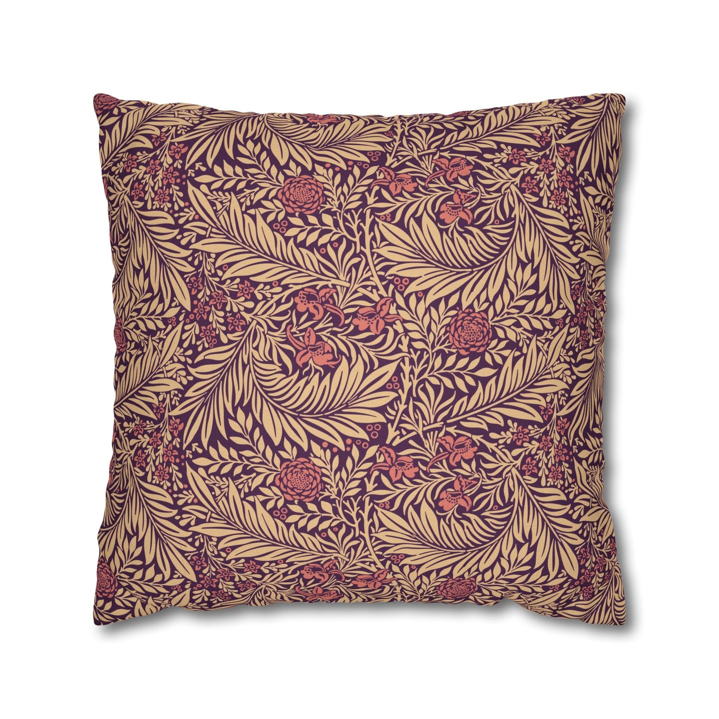 Decorative pillow with a leaf pattern on a white background
