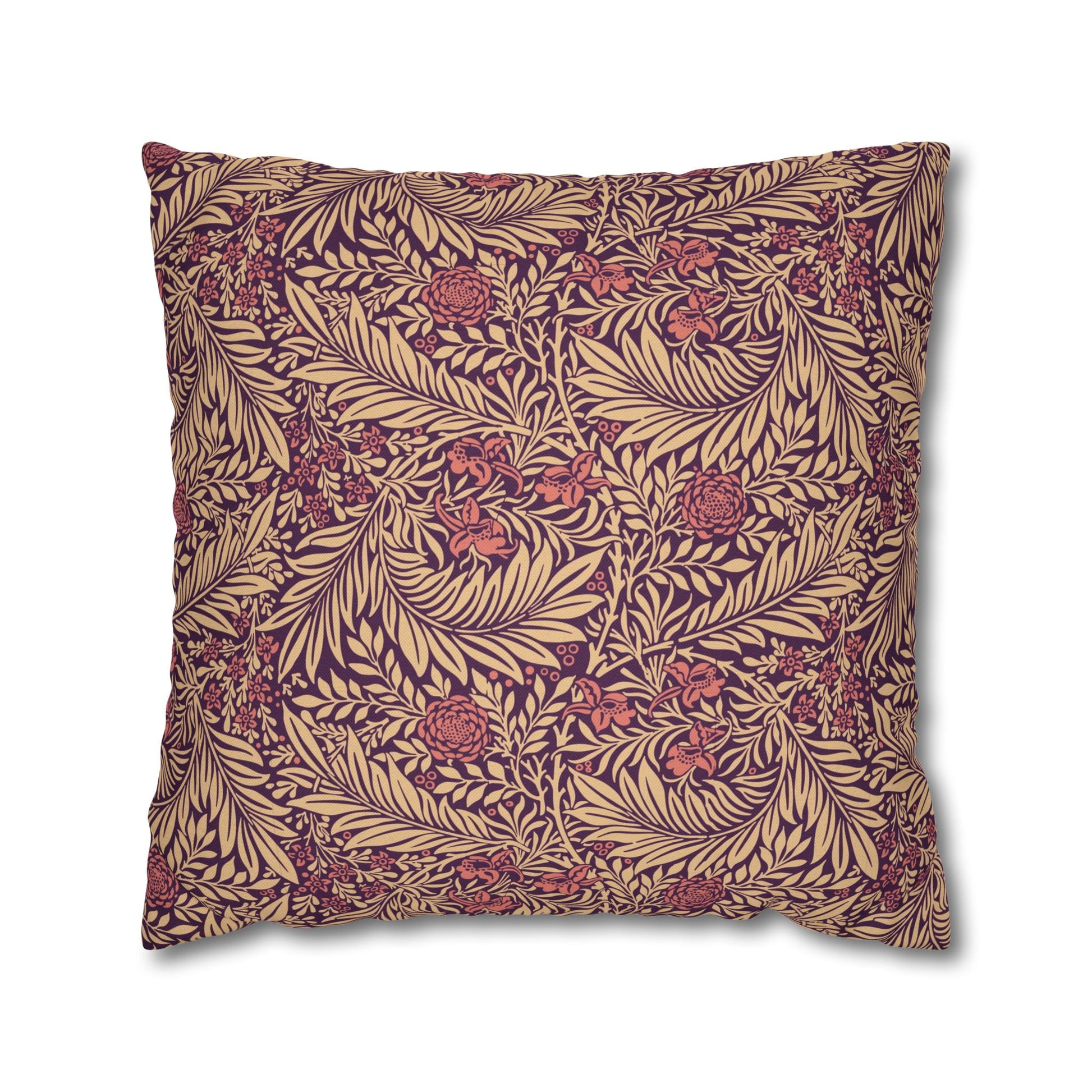 Decorative pillow with a leaf pattern on a white background