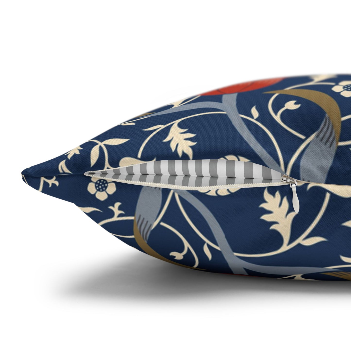 Decorative pillow with floral pattern on a white background