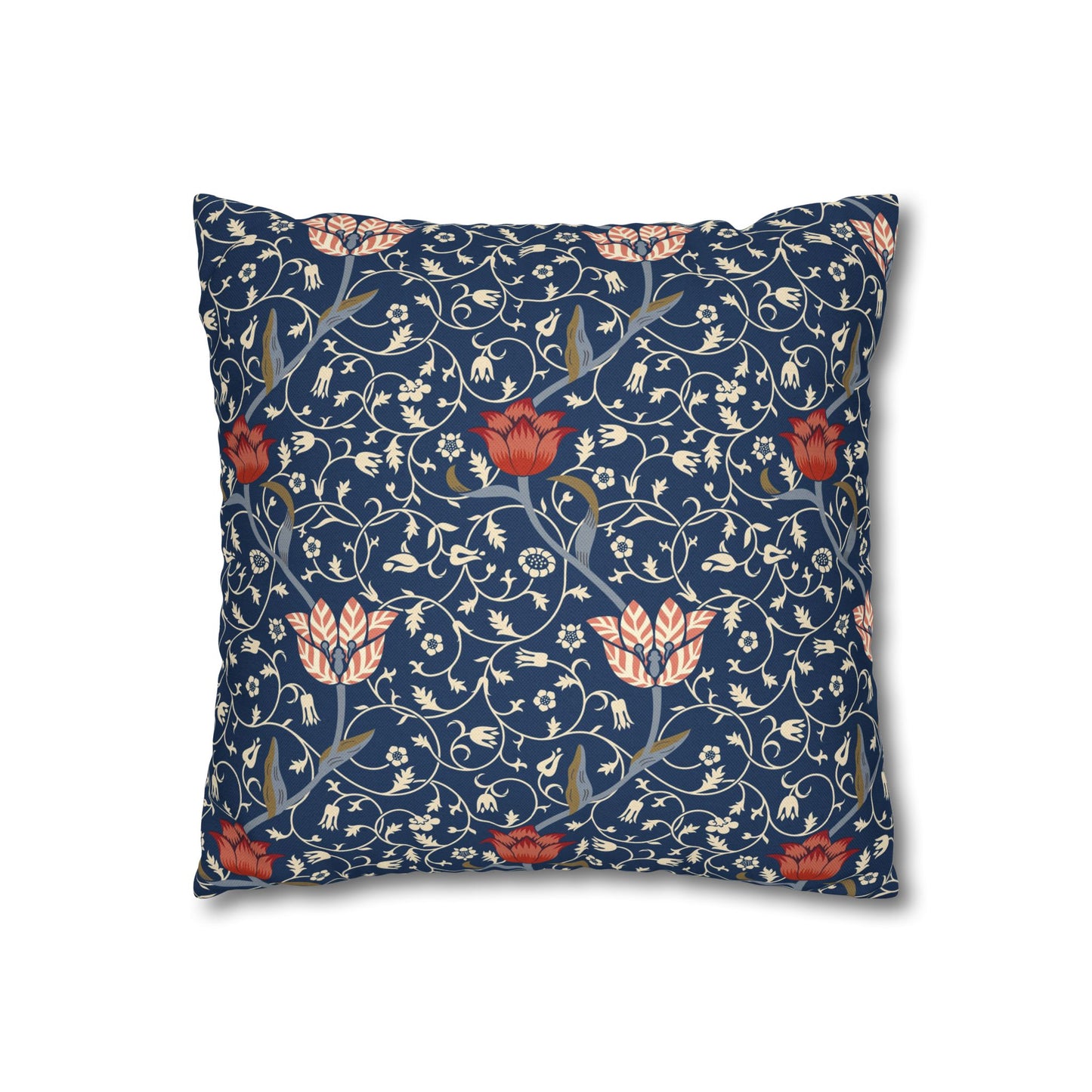 Decorative pillow with floral pattern on a blue background