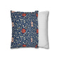 Floral-patterned pillow and a striped pillow on a white background