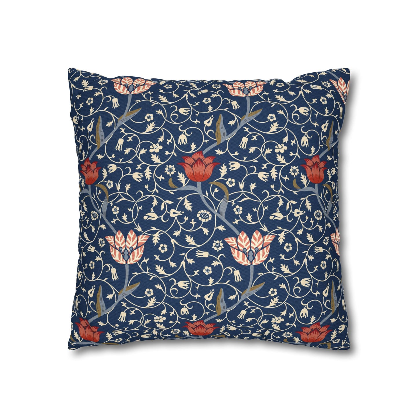 Decorative pillow with floral pattern on a blue background