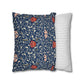 Floral-patterned pillow and a striped pillow on a white background