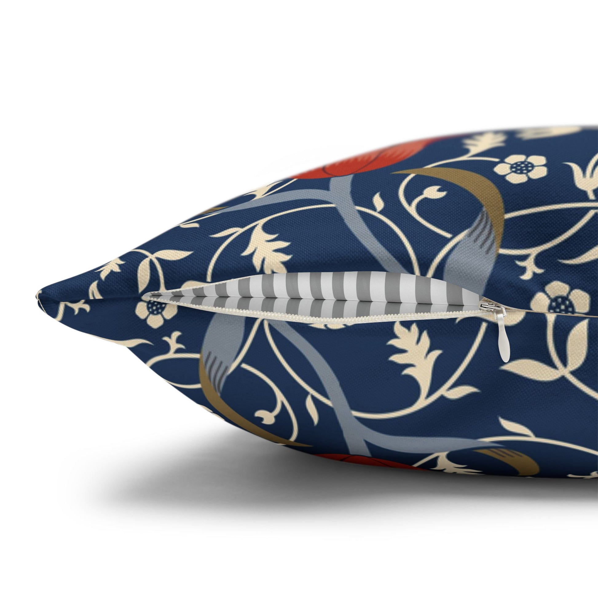 Decorative pillow with floral pattern on a white background